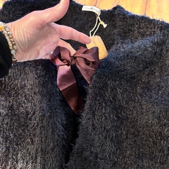 NWT Natural Life Fuzzy Black Cardigan Sweater,L/XL,Comfy Soft Cropped Feminine - Picture 6 of 14